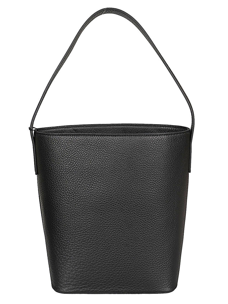 Bolso de Piel Negro Mediano 032C con Cierre Magnético y Bolsillo Interno - 30 cm de Ancho
