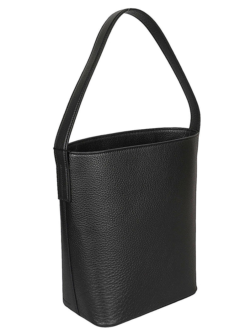 Bolso de Piel Negro Mediano 032C con Cierre Magnético y Bolsillo Interno - 30 cm de Ancho