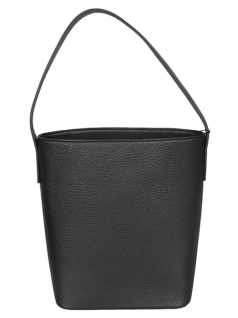 Bolso de Piel Negro Mediano 032C con Cierre Magnético y Bolsillo Interno - 30 cm de Ancho
