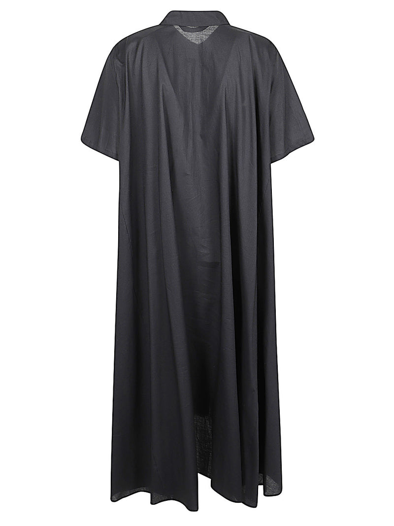 032C Mizuiro Half-Sleeve Cotton Chemisier Dress with Flared Silhouette