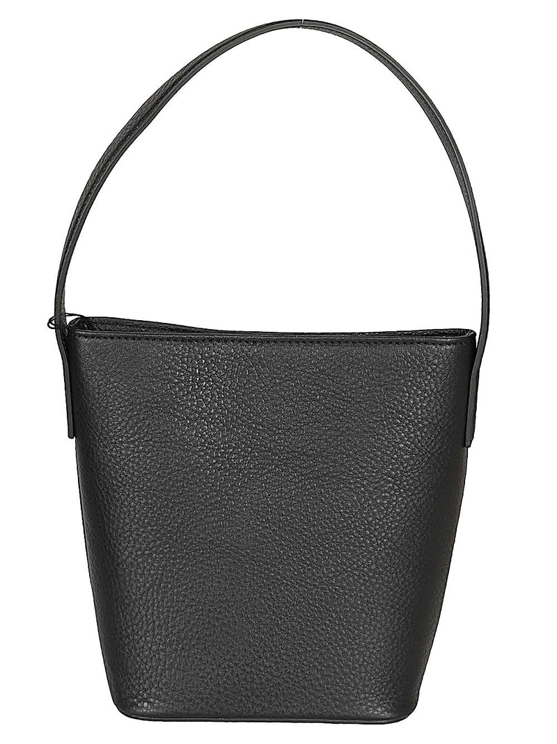 Bolso de Mano de Cuero Negro 032C con Cierre Magnético y Bolsillo Interno - 23cm Ancho, 24cm Alto