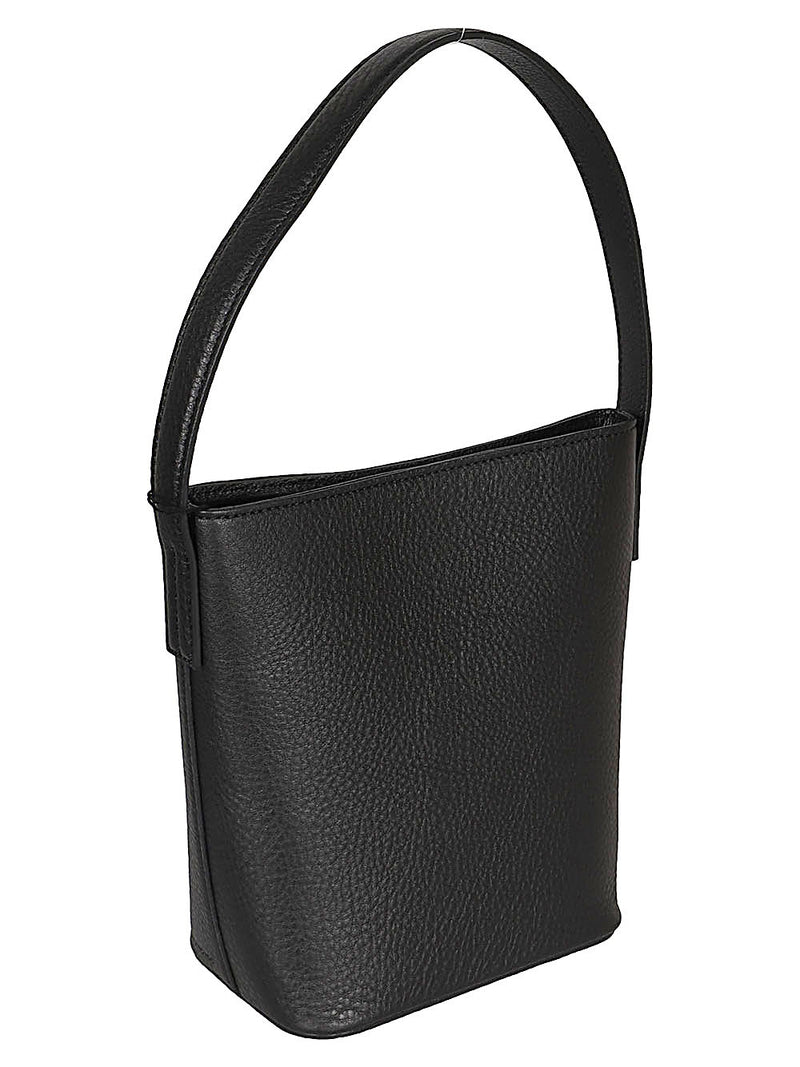 Bolso de Mano de Cuero Negro 032C con Cierre Magnético y Bolsillo Interno - 23cm Ancho, 24cm Alto