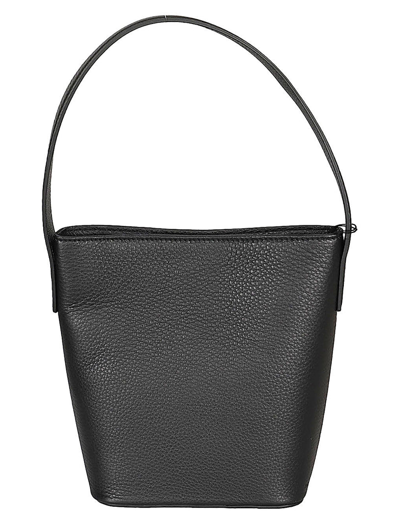 Bolso de Mano de Cuero Negro 032C con Cierre Magnético y Bolsillo Interno - 23cm Ancho, 24cm Alto