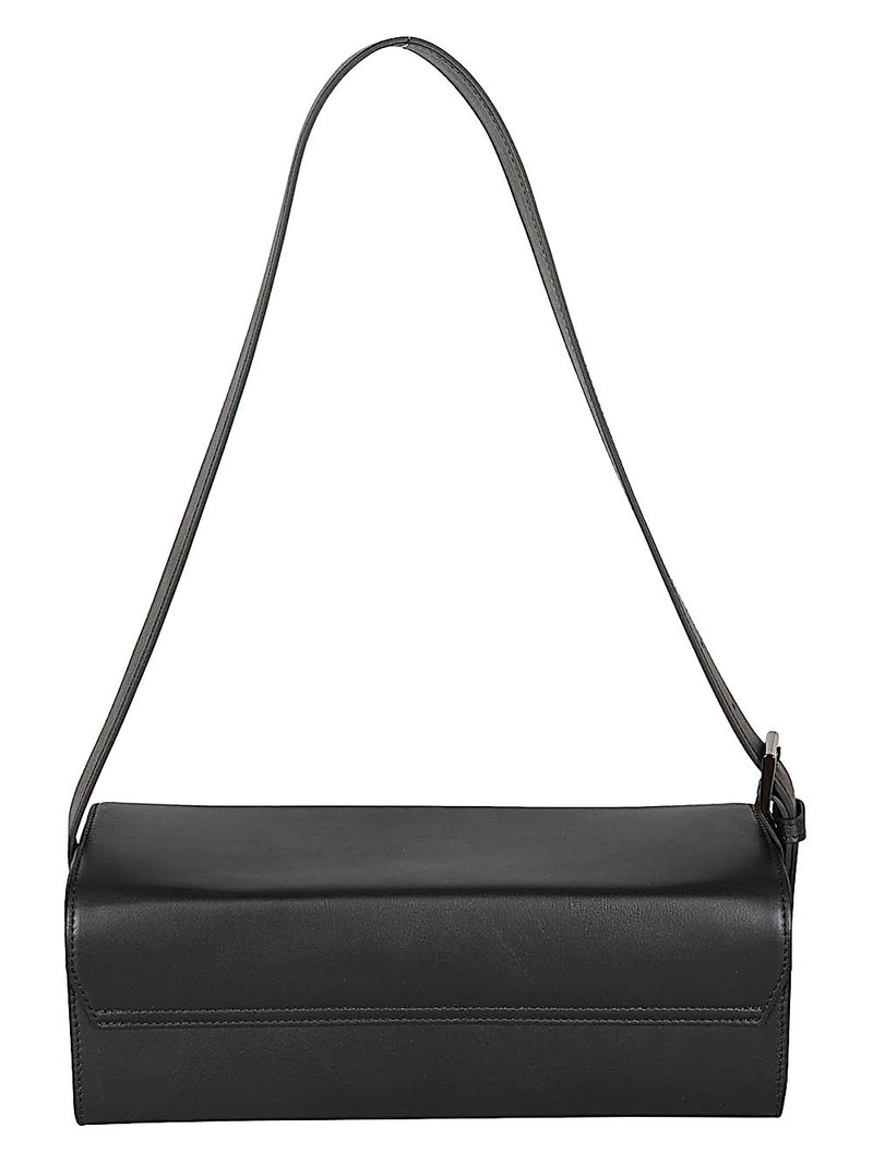 Bolso de Hombro 032C MIZUIRO de Cuero Negro - Forma Rectangular con Cierre Magnético, 29x9.5x12cm