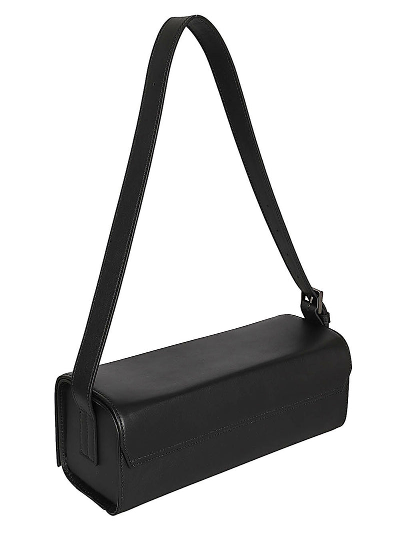 Bolso de Hombro 032C MIZUIRO de Cuero Negro - Forma Rectangular con Cierre Magnético, 29x9.5x12cm