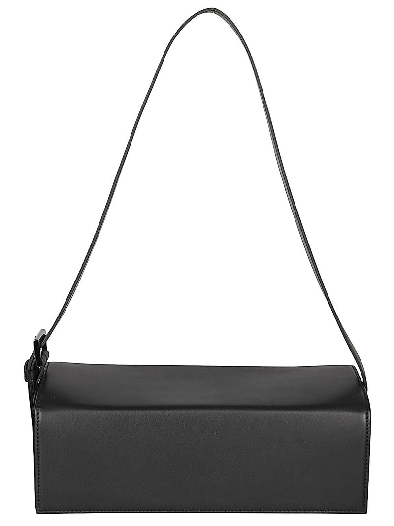 Bolso de Hombro 032C MIZUIRO de Cuero Negro - Forma Rectangular con Cierre Magnético, 29x9.5x12cm