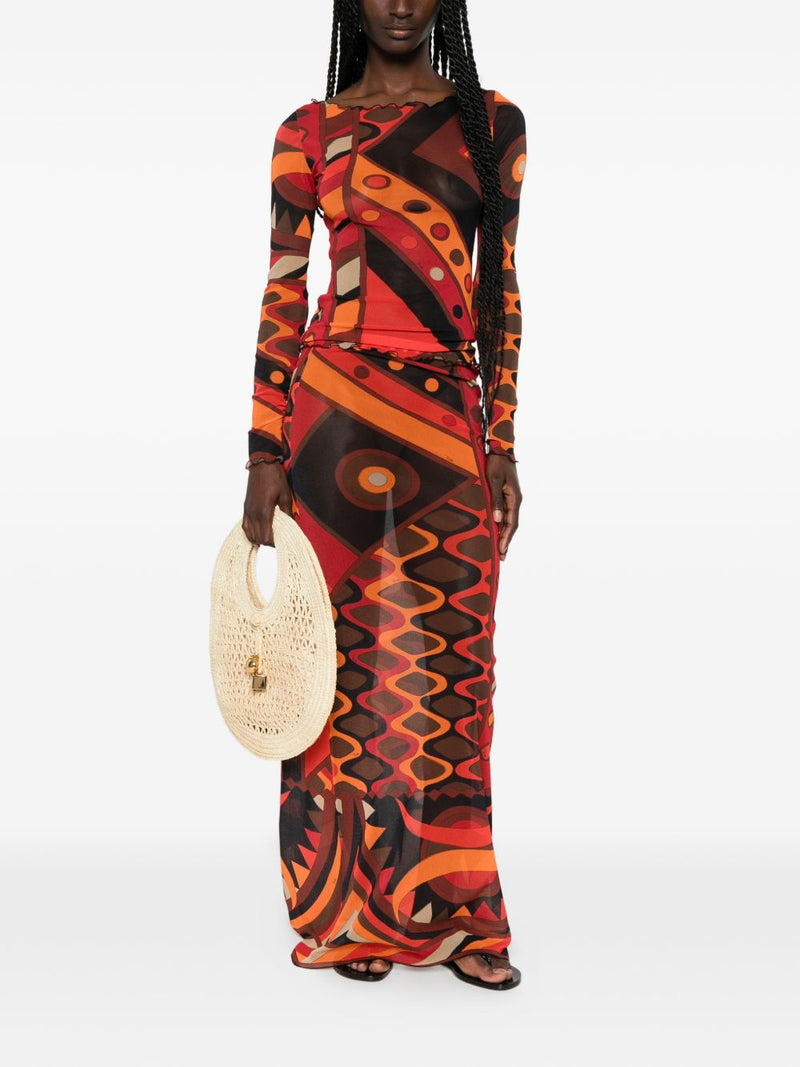 Falda de tul estampada Pucci Pucci