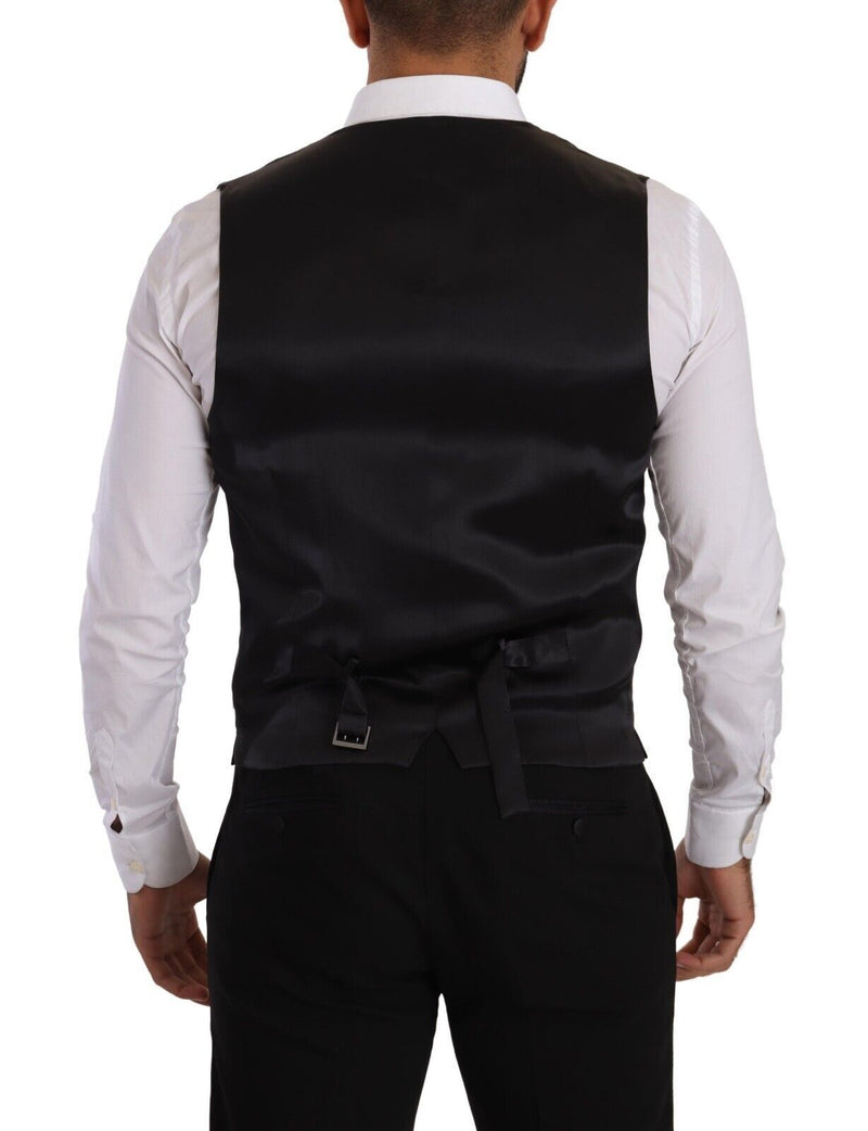 Gilet in lana e seta a righe grigio scuro Dolce & Gabbana