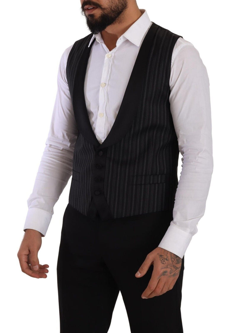 Gilet in lana e seta a righe grigio scuro Dolce & Gabbana