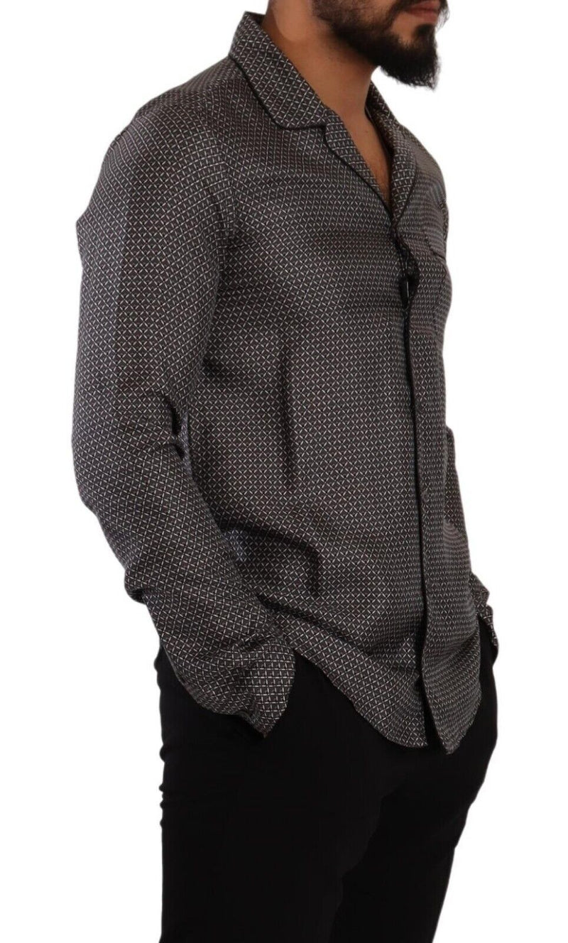 Camisa de pijama para hombre con estampado fantasía gris Dolce & Gabbana