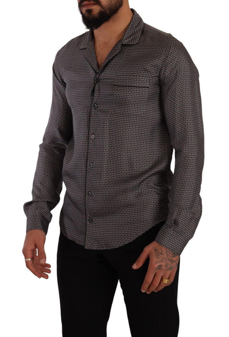 Camisa de pijama para hombre con estampado fantasía gris Dolce & Gabbana