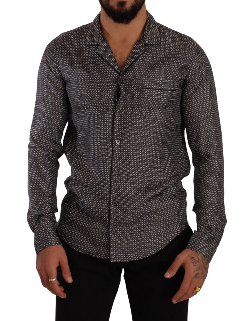 Camisa de pijama para hombre con estampado fantasía gris Dolce & Gabbana