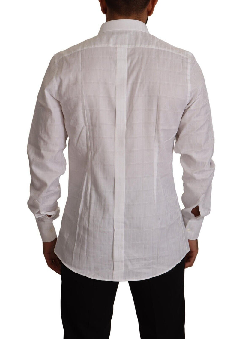 Dolce & Gabbana Camicia elegante bianca in cotone GOLD slim fit