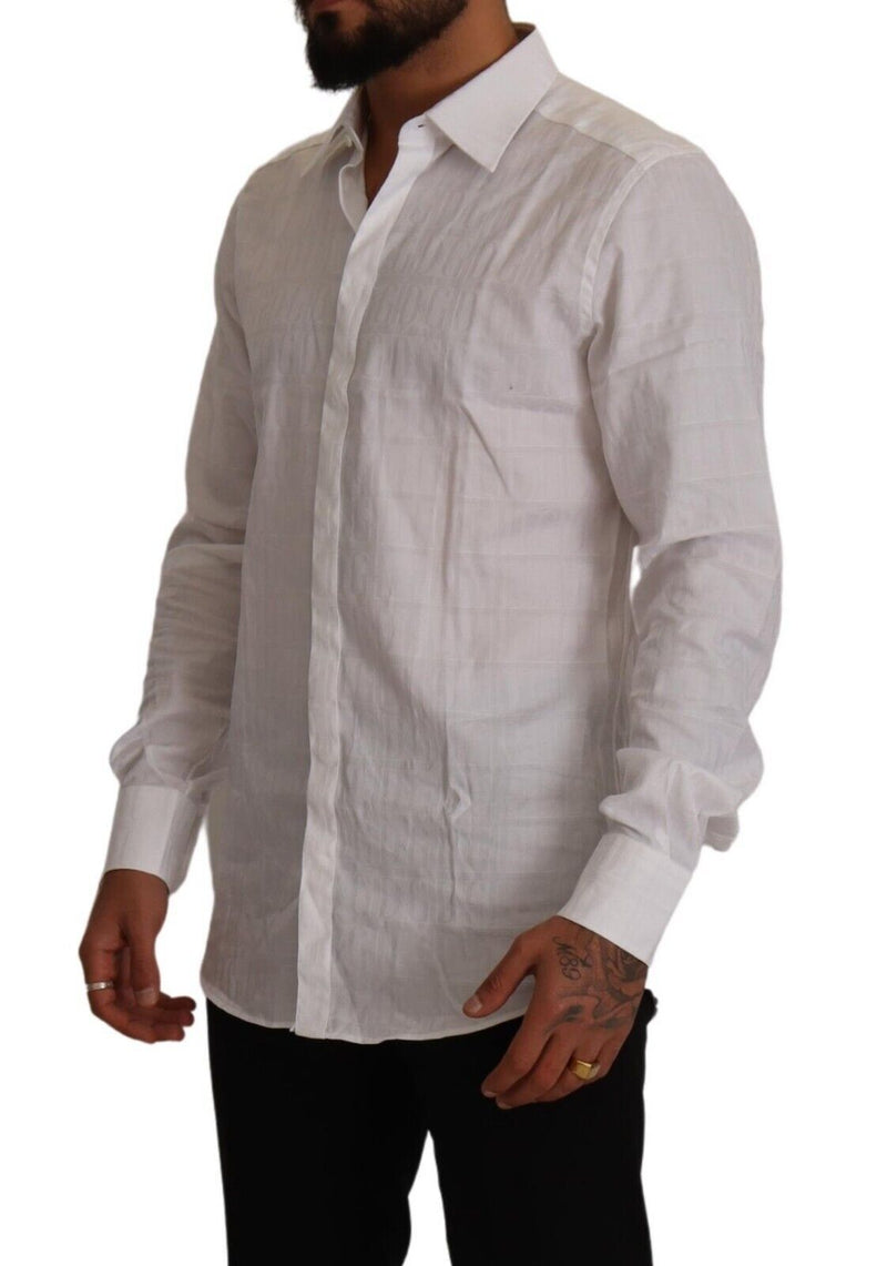 Dolce & Gabbana Camicia elegante bianca in cotone GOLD slim fit