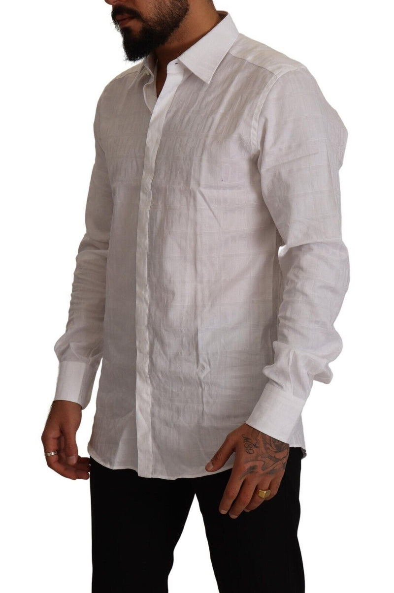 Dolce & Gabbana Camicia elegante bianca in cotone GOLD slim fit