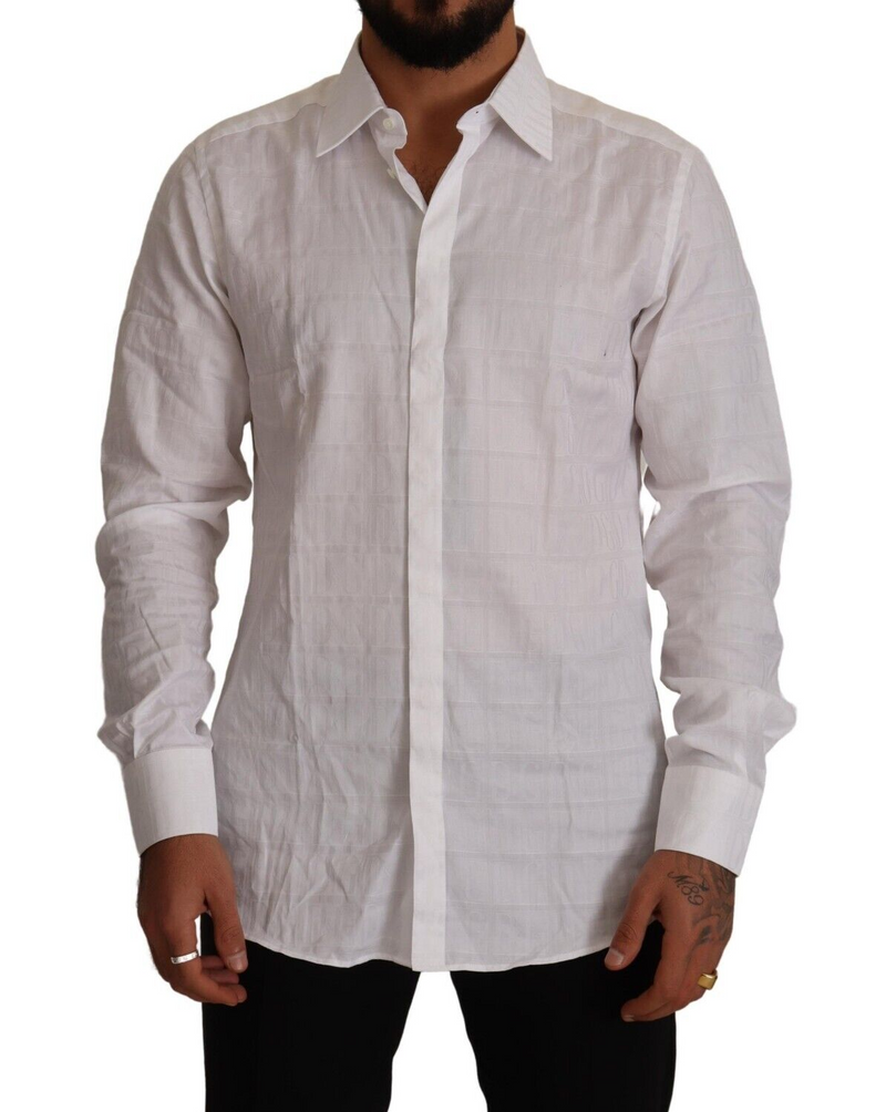 Dolce & Gabbana Camicia elegante bianca in cotone GOLD slim fit