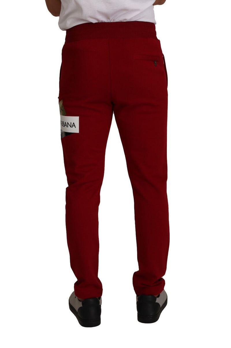Dolce & Gabbana Pantaloni da jogging rossi in cotone con logo