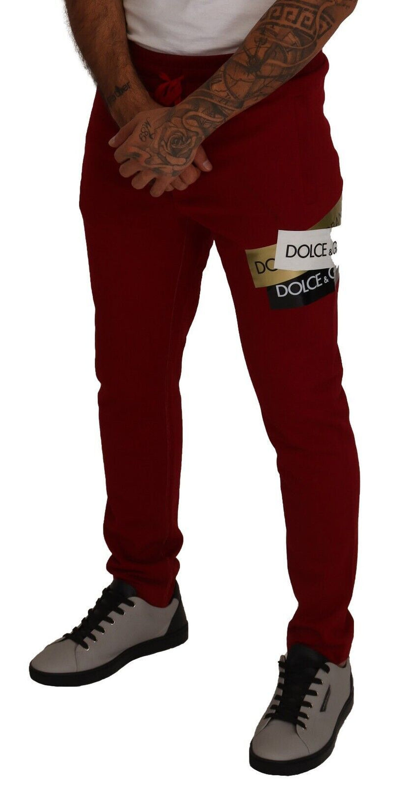 Dolce & Gabbana Pantaloni da jogging rossi in cotone con logo