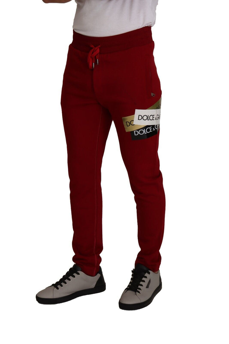 Dolce & Gabbana Pantaloni da jogging rossi in cotone con logo