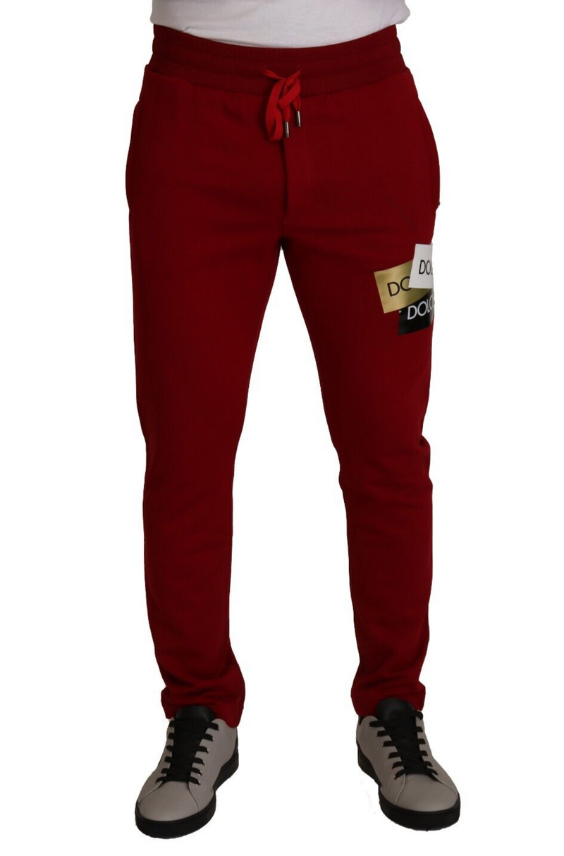 Dolce & Gabbana Pantaloni da jogging rossi in cotone con logo