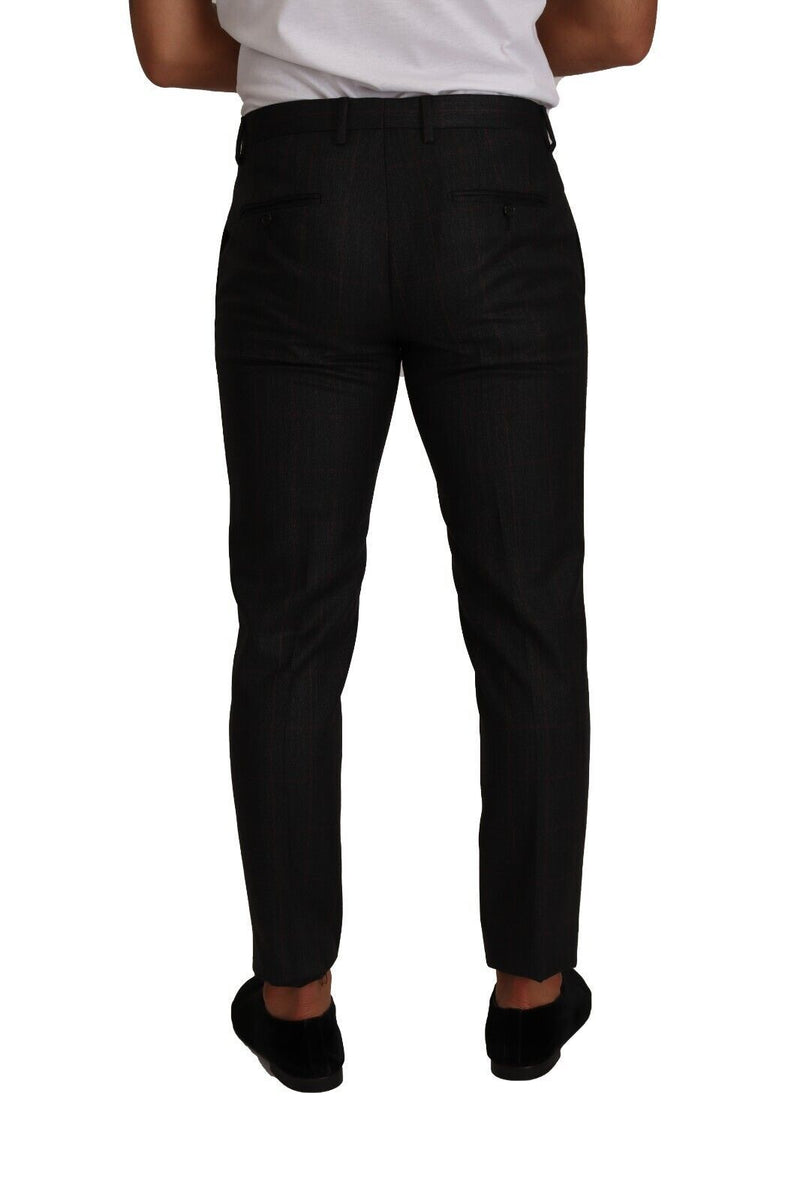 Pantalon habillé en laine grise à carreaux Dolce & Gabbana