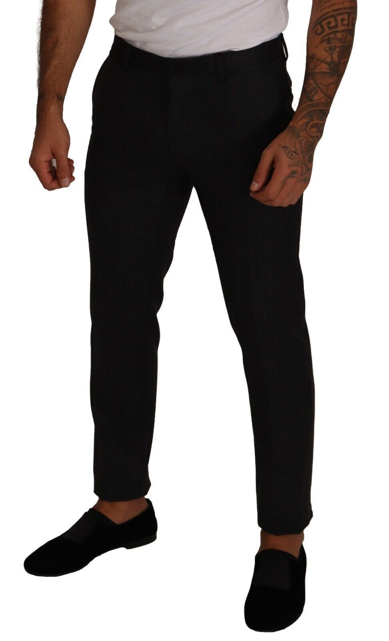 Pantalon habillé en laine grise à carreaux Dolce & Gabbana