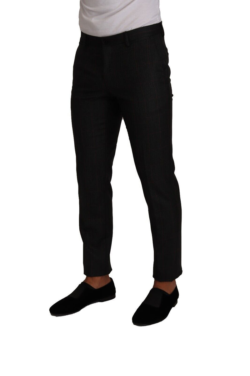 Pantalon habillé en laine grise à carreaux Dolce & Gabbana