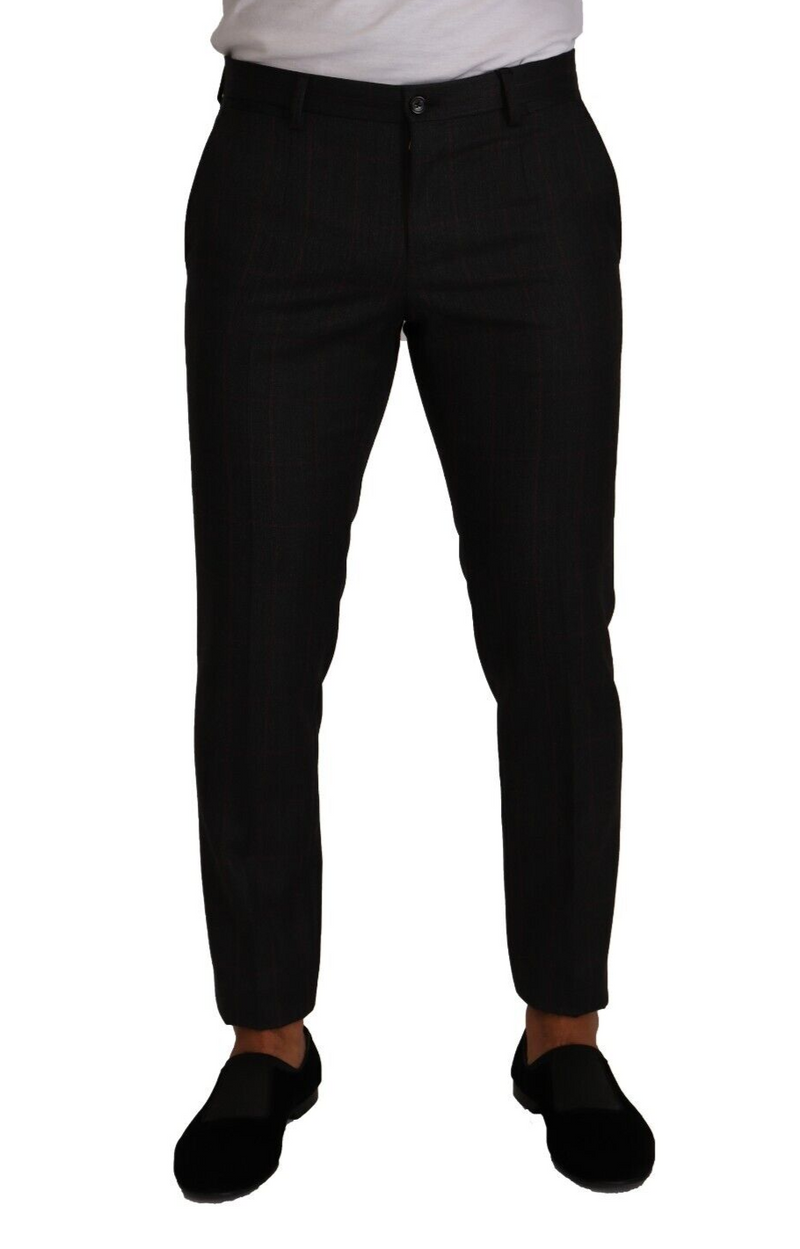 Pantalon habillé en laine grise à carreaux Dolce & Gabbana