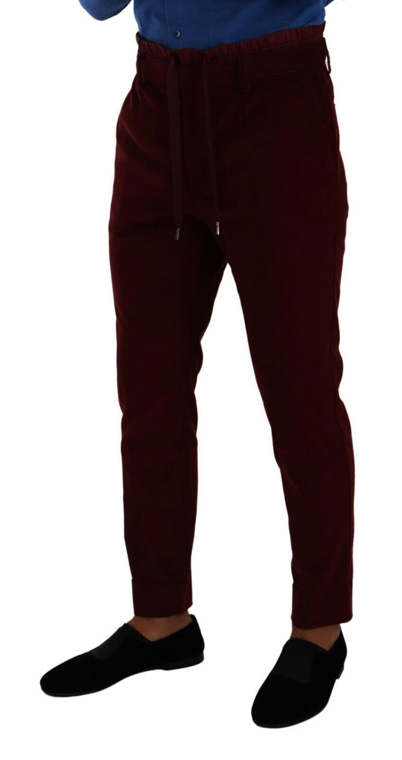 Pantalones de vestir formales de terciopelo color burdeos para hombre de Dolce & Gabbana