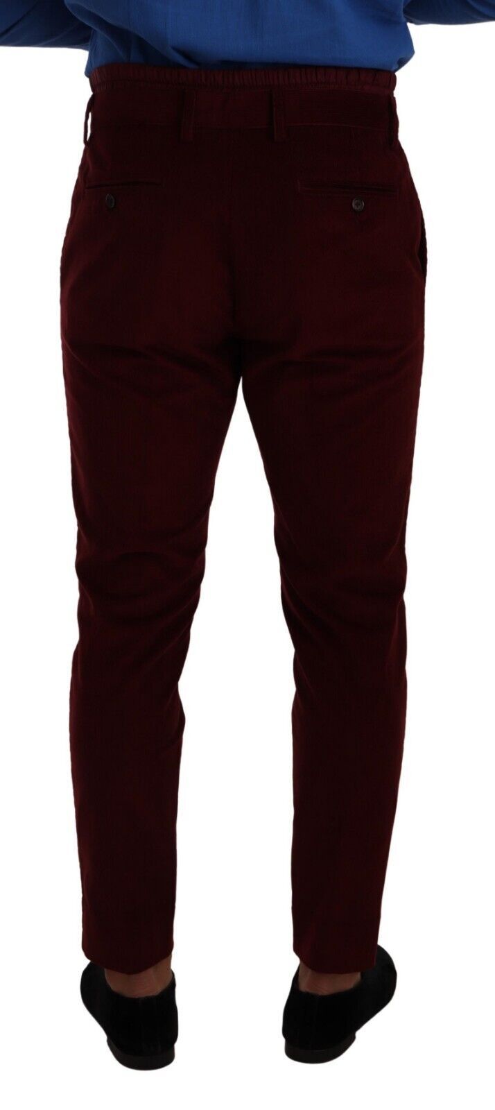 Pantalones de vestir formales de terciopelo color burdeos para hombre de Dolce & Gabbana