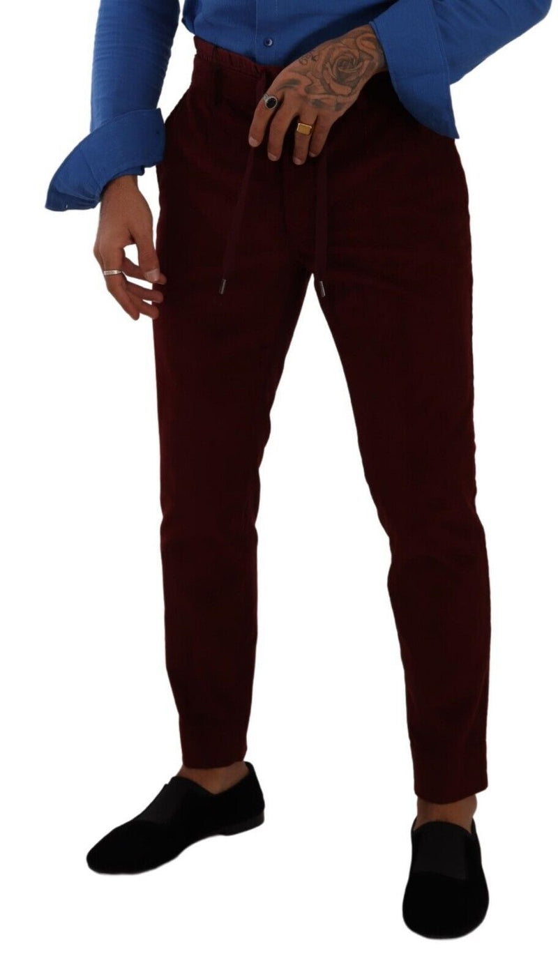Pantalones de vestir formales de terciopelo color burdeos para hombre de Dolce & Gabbana