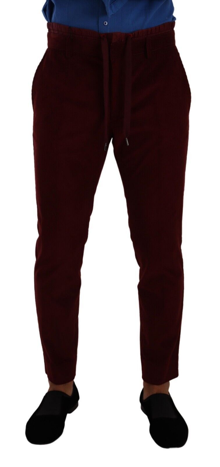 Pantalones de vestir formales de terciopelo color burdeos para hombre de Dolce & Gabbana