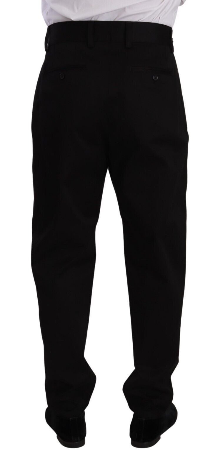 Calça social masculina preta de cintura alta em algodão Dolce & Gabbana