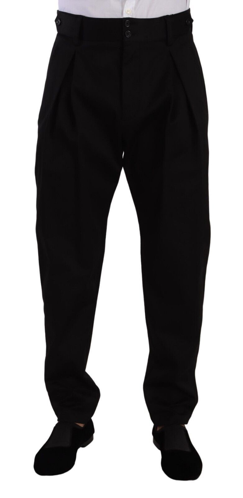 Calça social masculina preta de cintura alta em algodão Dolce & Gabbana