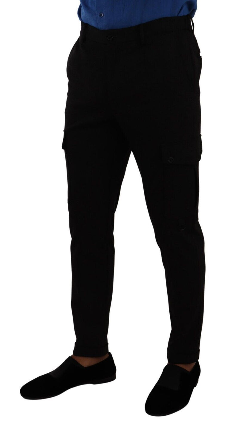 Pantalones cargo pitillo de viscosa negra de Dolce & Gabbana