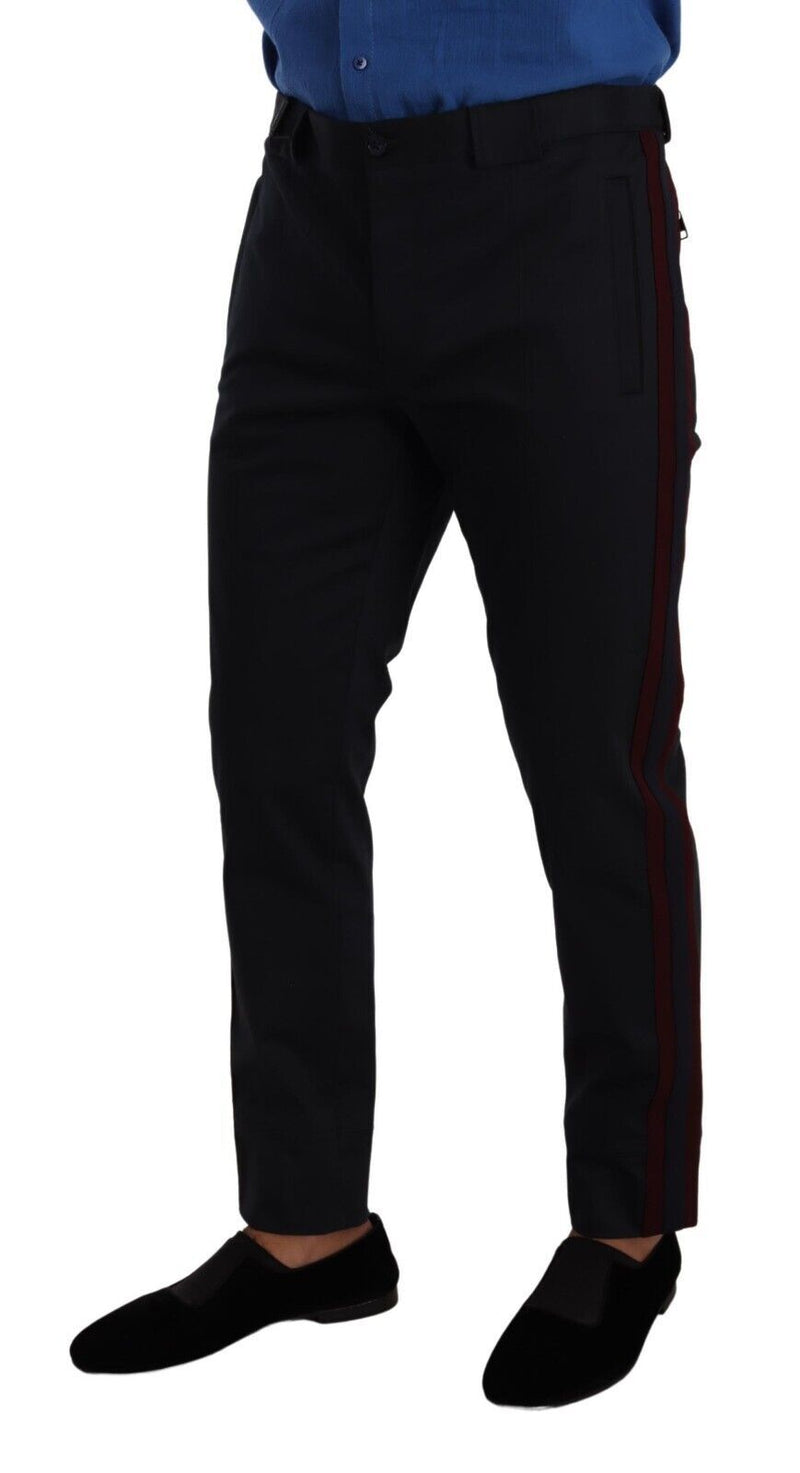 Calça chino skinny azul e bordô de algodão Dolce & Gabbana