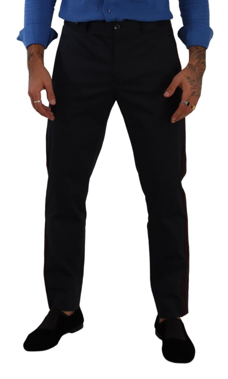 Calça chino skinny azul e bordô de algodão Dolce & Gabbana