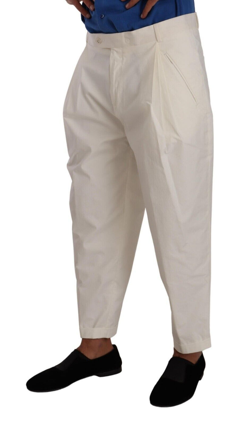 Dolce & Gabbana Pantaloni eleganti affusolati da uomo in cotone bianco