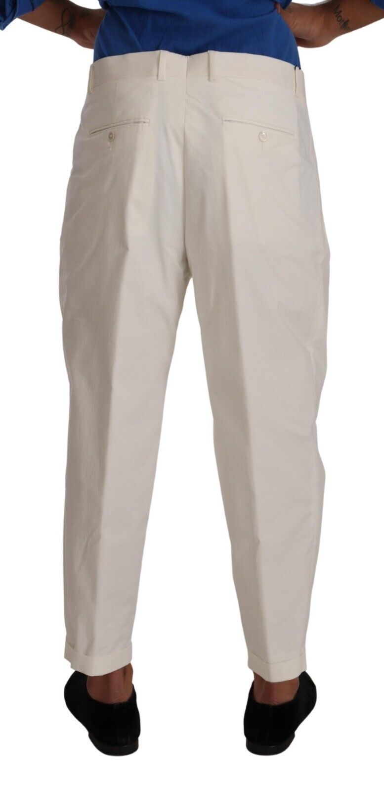Dolce & Gabbana Pantaloni eleganti affusolati da uomo in cotone bianco