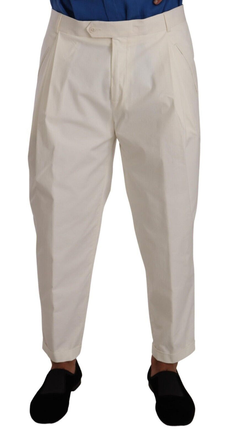 Dolce & Gabbana Pantaloni eleganti affusolati da uomo in cotone bianco
