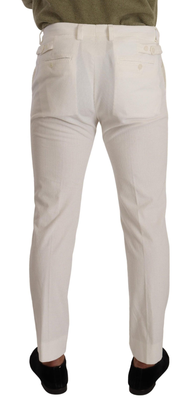 Pantalones de pana ajustados de algodón blanco de Dolce & Gabbana