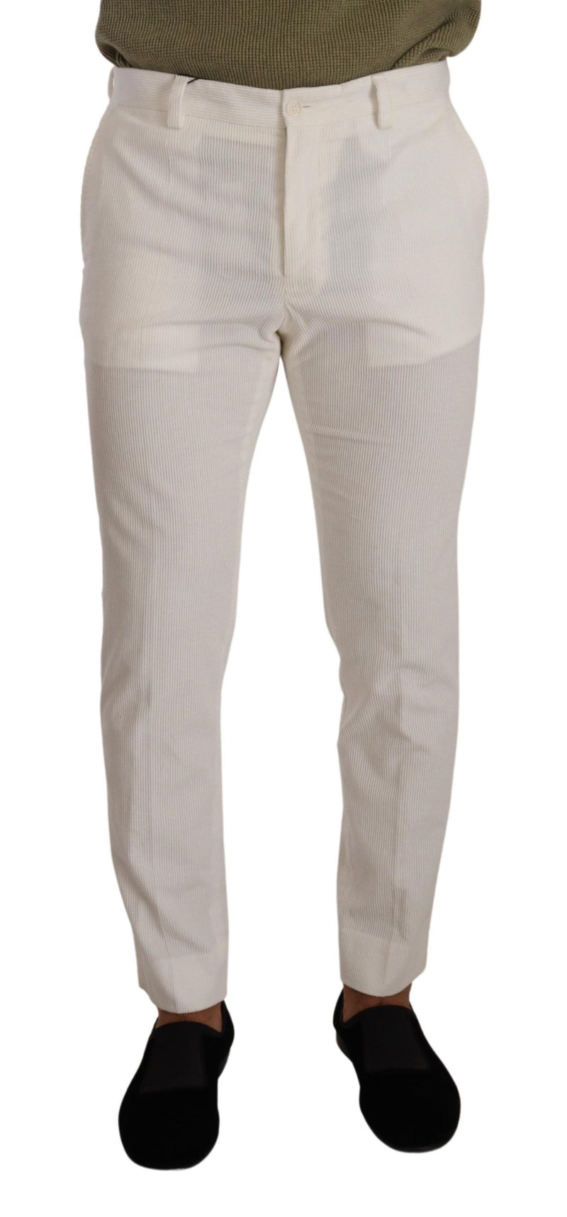 Pantalones de pana ajustados de algodón blanco de Dolce & Gabbana