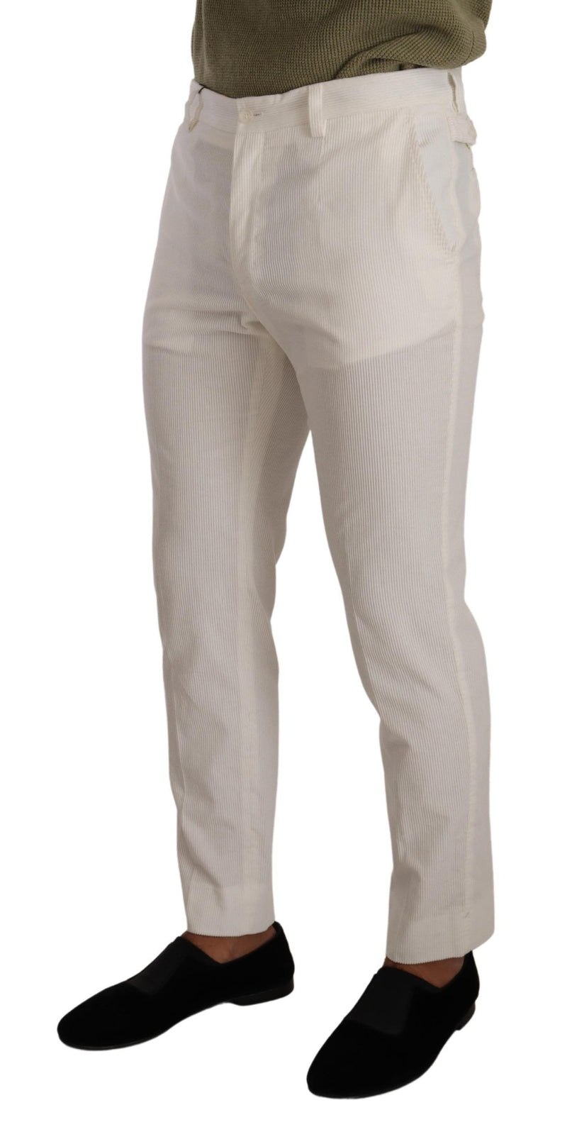 Pantalones de pana ajustados de algodón blanco de Dolce & Gabbana