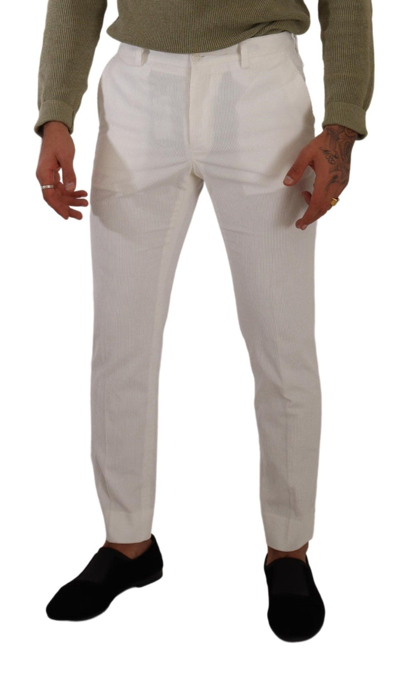 Pantalones de pana ajustados de algodón blanco de Dolce & Gabbana
