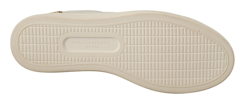 Sneakers basse in pelle bianca e oro Dolce & Gabbana