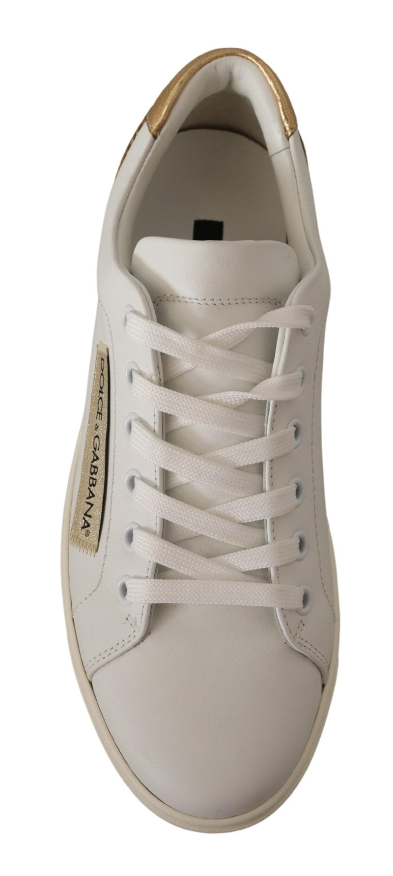 Sneakers basse in pelle bianca e oro Dolce & Gabbana