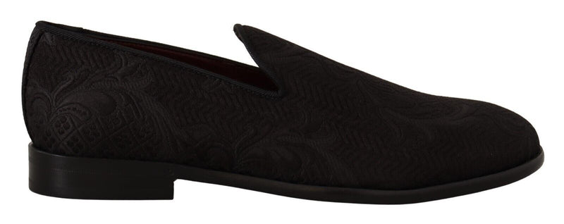 Mocassini in broccato floreale nero Dolce & Gabbana