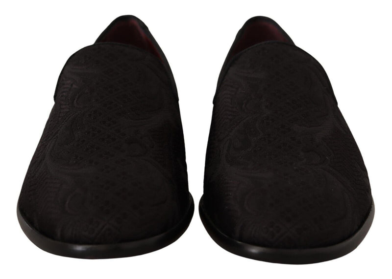 Mocassini in broccato floreale nero Dolce & Gabbana