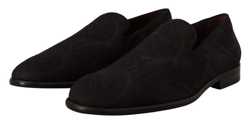 Mocassini in broccato floreale nero Dolce & Gabbana