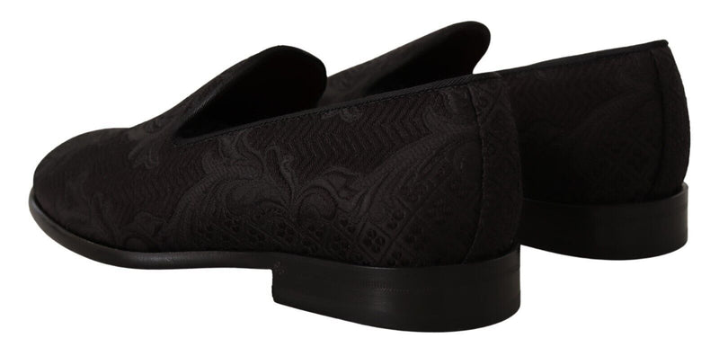 Mocassini in broccato floreale nero Dolce & Gabbana